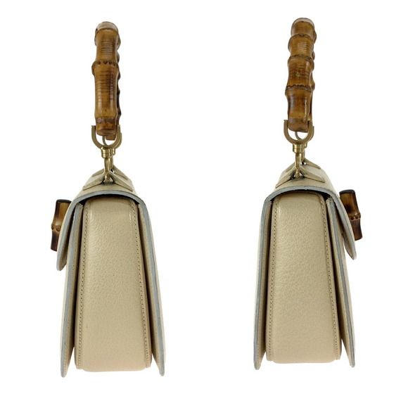 Gucci Gucci Bamboo Leather Handbag Off-White Beige Leather Handbag 0009260633 - Picture 8 of 10